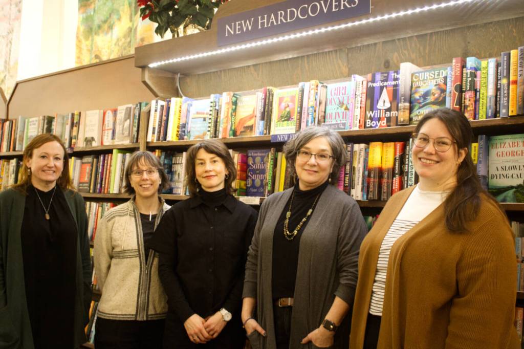 Munro&rsquo;s Books is now co-owned by four of its long-term employees. From the left, Megan Ames, Kirsten Larmon, Sarah Mead-Willis, Jessica Walker and Jessica Paul. (Nishadini Fonseka/Victoria News)